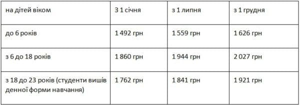 размер пособия на ребенка