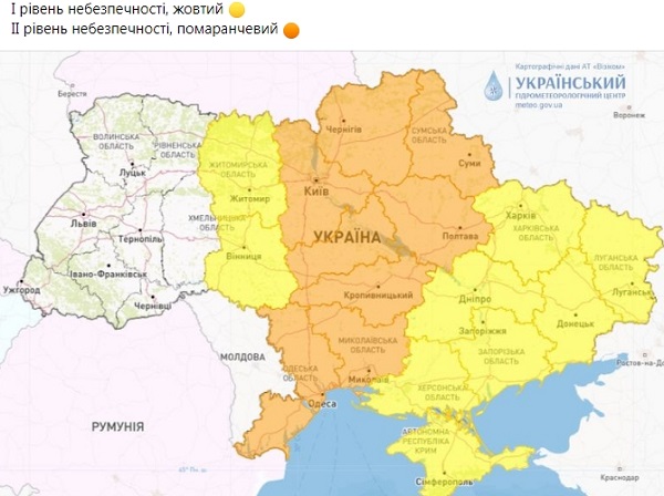 Мапа погоди в Україні