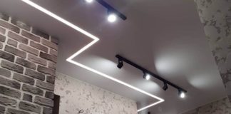 Сучасний тіньовий шов для натяжної стелі з LED вставками від виробника Alu-System Сучасний тіньовий шов для натяжної стелі
