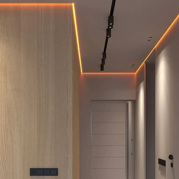 Сучасний тіньовий шов для натяжної стелі з LED вставками від виробника Alu-System